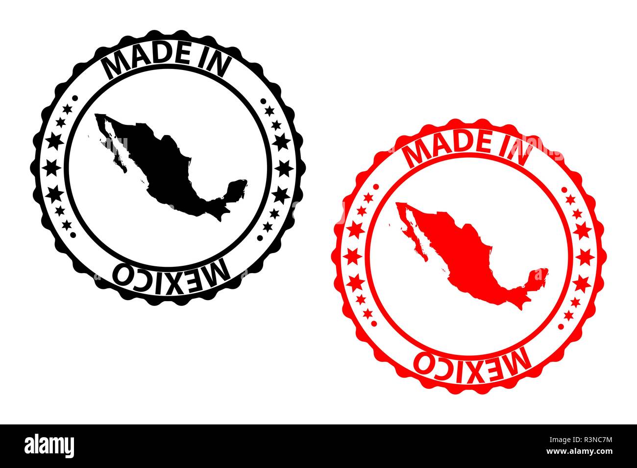 Hecho En México Sello Vector Patrón De Mapa De México Negro Y Rojo