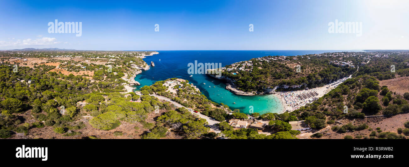 España, Islas Baleares, Mallorca, vista aérea de Cala Llombards Foto de stock