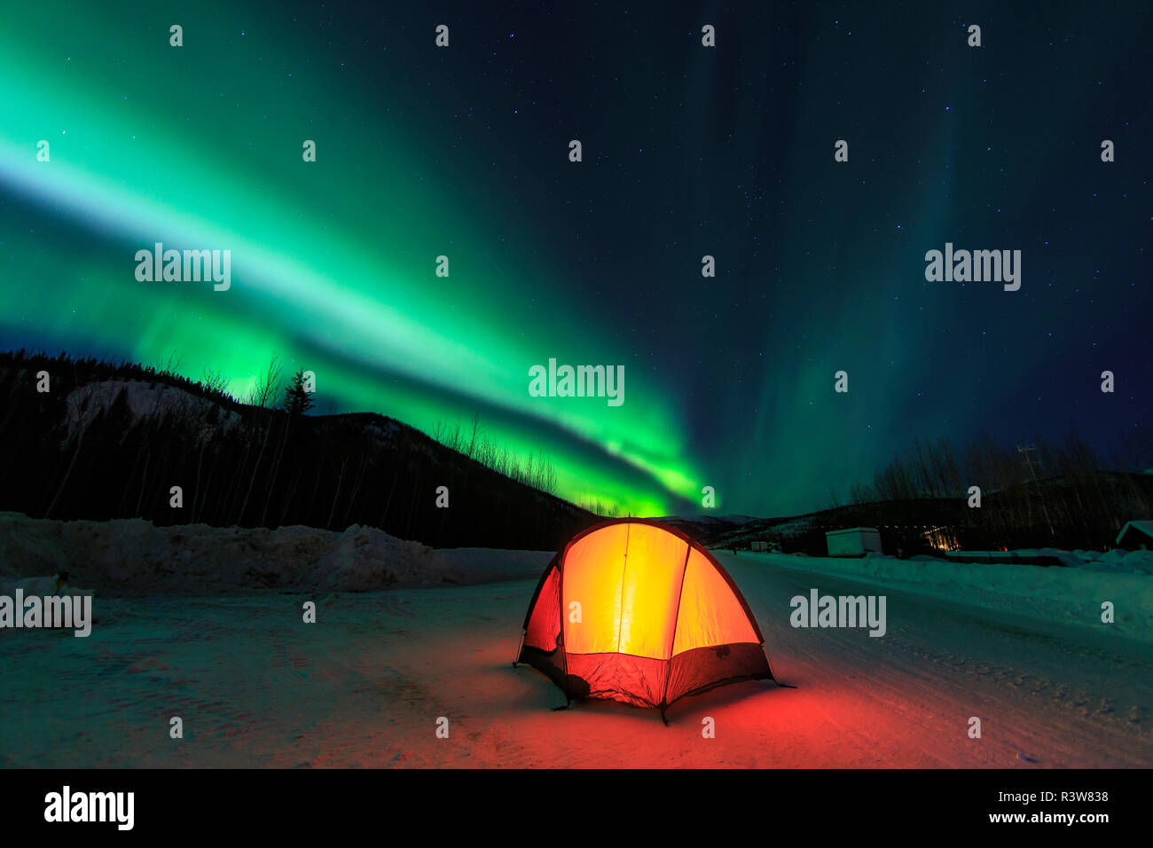 Aurora Borealis, Luces del Norte cerca de Fairbanks, Alaska Foto de stock