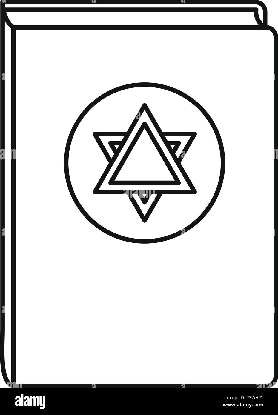 Icono de libro de la Torá. Ilustración de esquema de la Torá libro icono vectoriales para diseño web aislado sobre fondo blanco. Ilustración del Vector