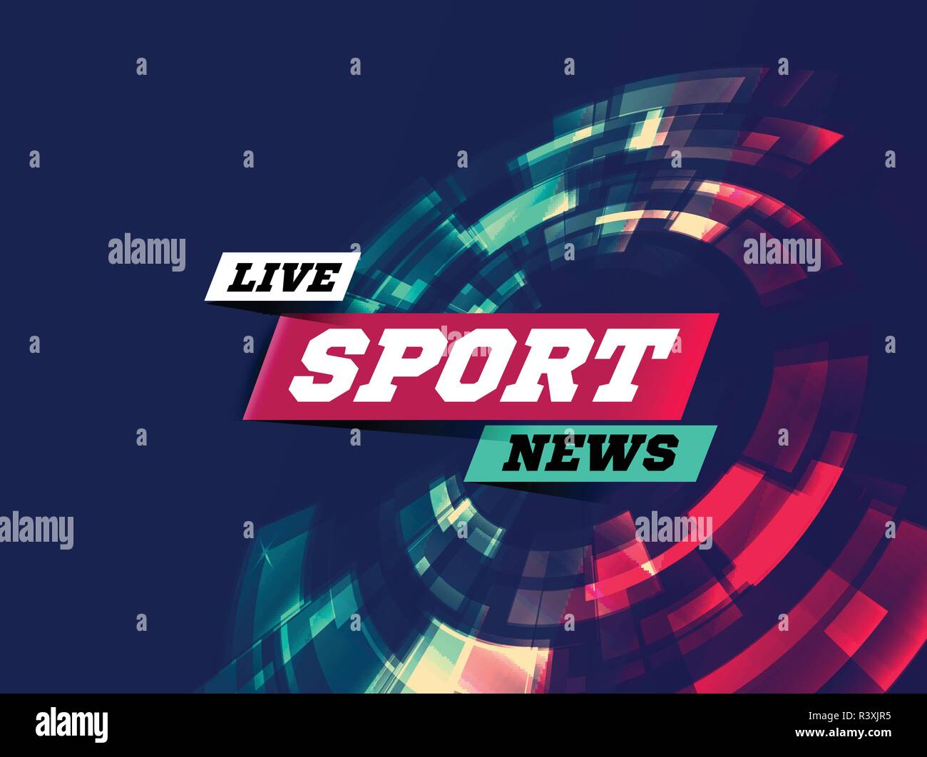 Noticias deportivas en vivo puede ser utilizado como diseño para las  noticias en la televisión, los medios de comunicación de Internet, página  de aterrizaje. Vector Imagen Vector de stock - Alamy