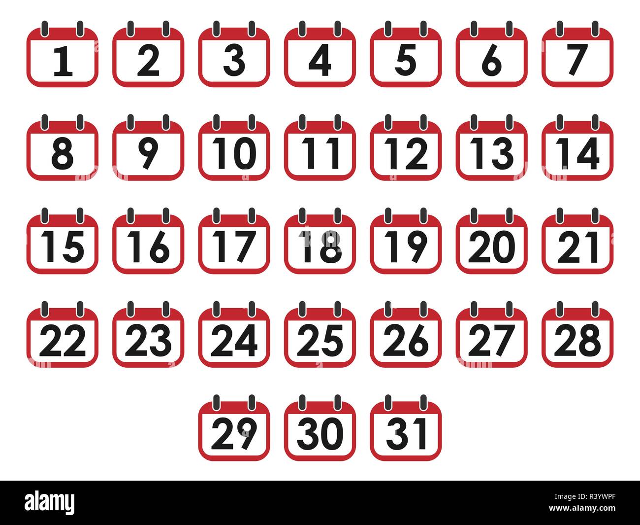 Ilustración Vectorial Diseño Plano Día Del Calendario Conjunto De Iconos El Número En La
