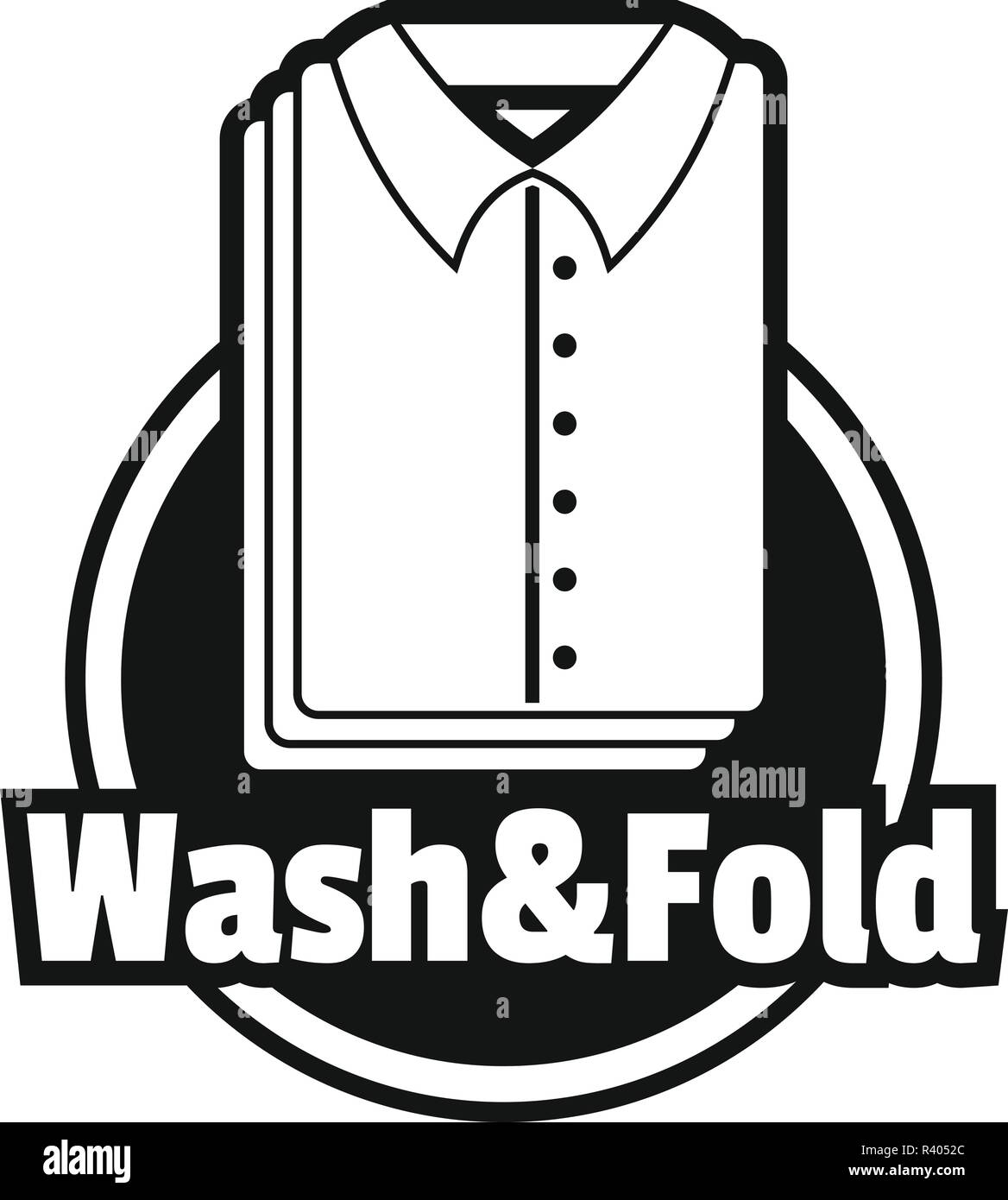 Camiseta de lavandería lavar y doblar el logotipo. Simple ilustración de  lavandería lavar la camisa y doble vector logo para el diseño web aislado  sobre fondo blanco Imagen Vector de stock -