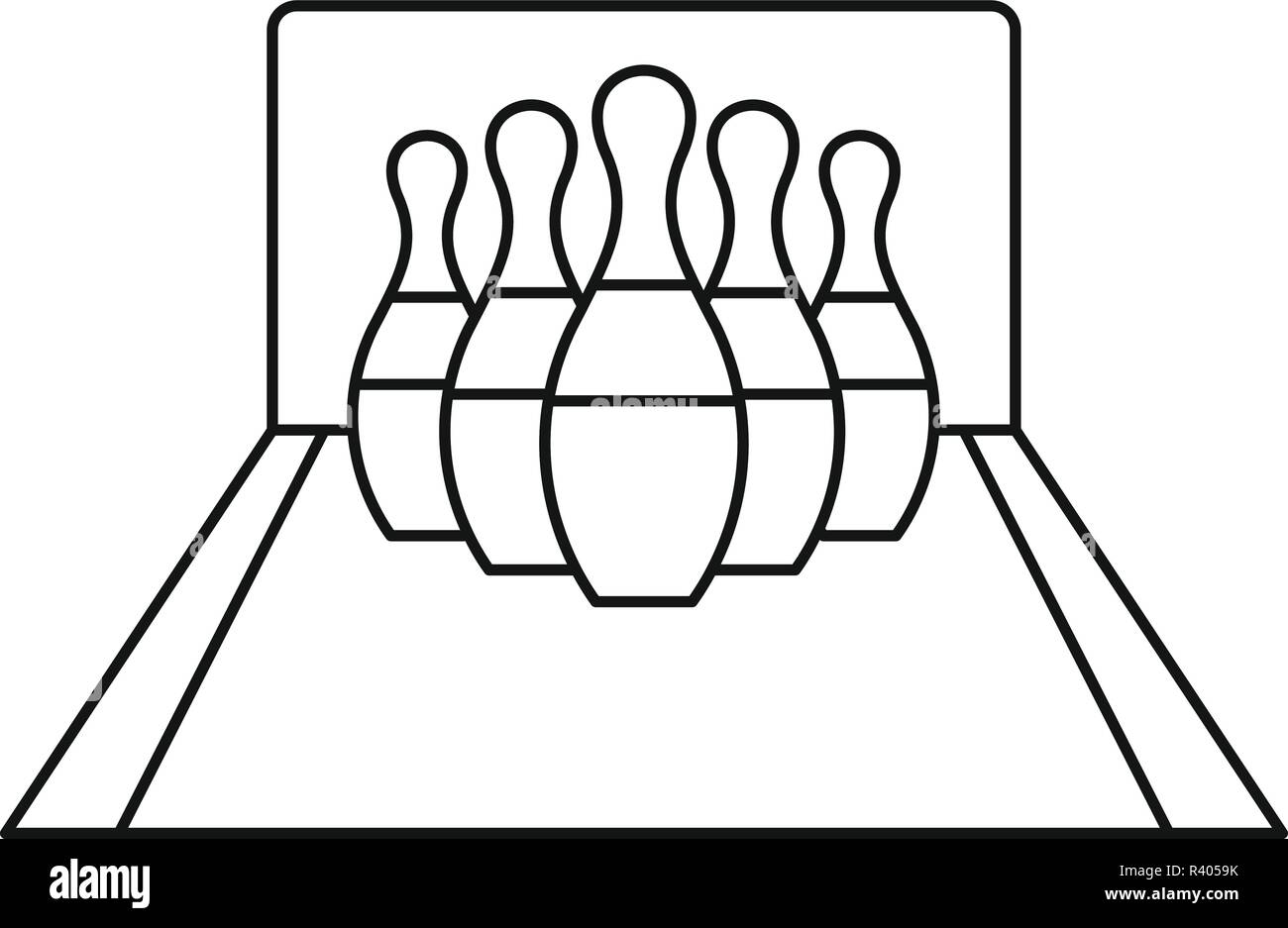 Icono de pinos de bolos. Esquema pinos de bolos icono vectoriales para