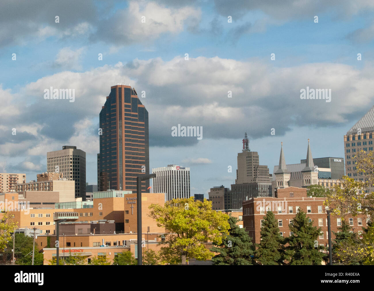 Estados Unidos, Minnesota, Saint Paul, Minnesota Saint Paul Minnesota horizonte desde Centro de Historia Foto de stock