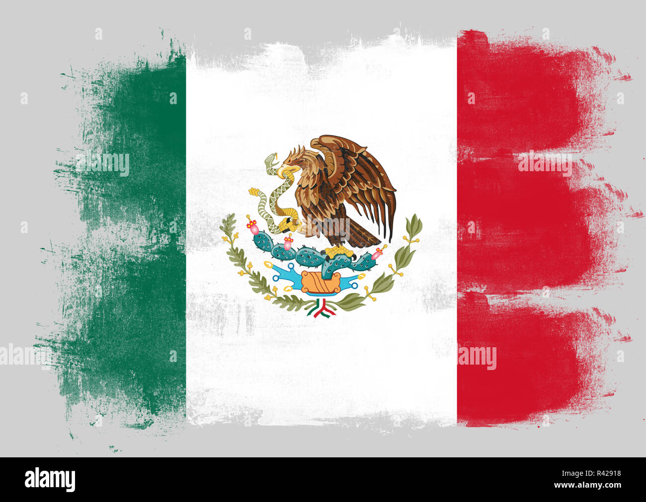 Bandera de México pintados a pincel Fotografía de stock - Alamy