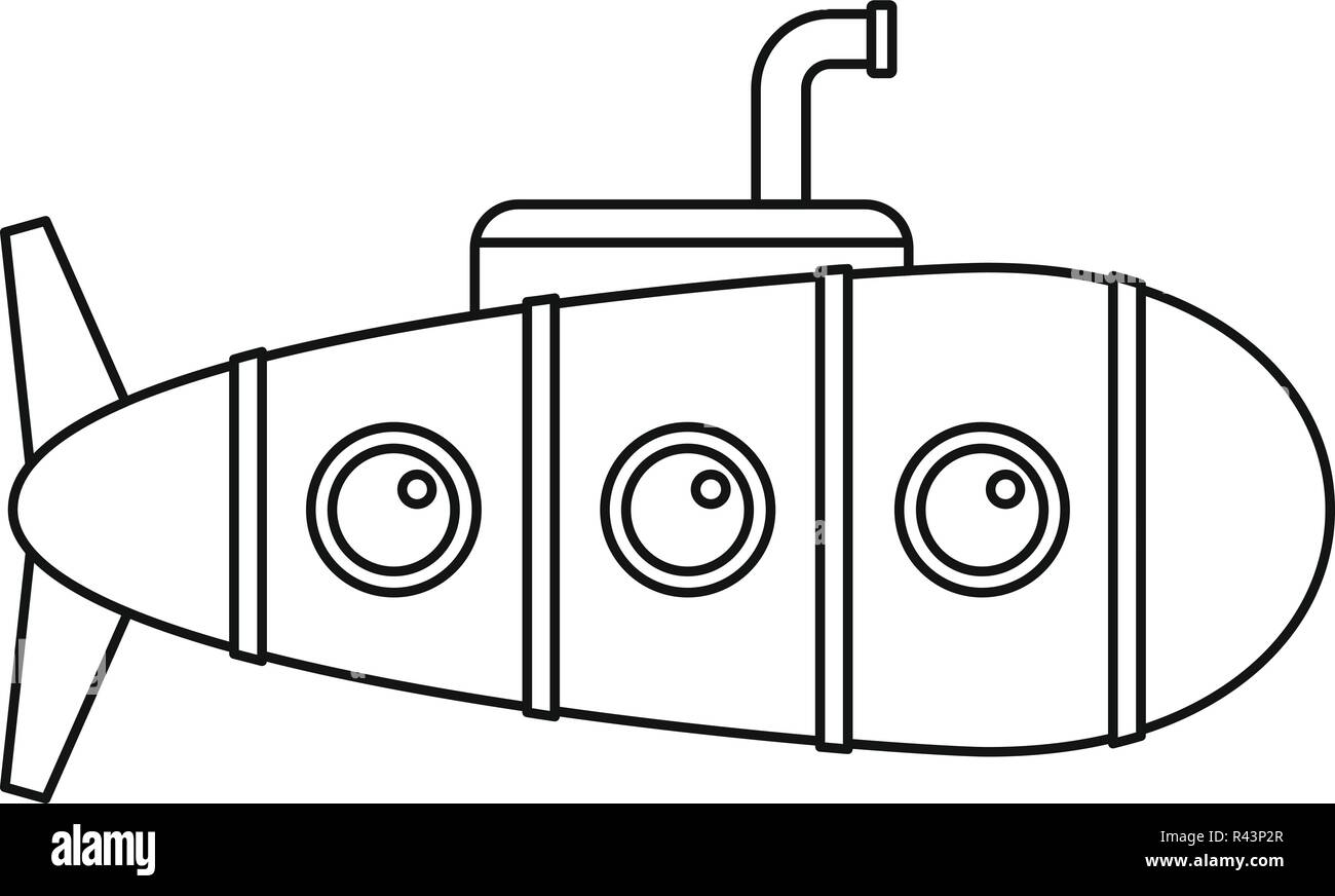 Submarino Retro icono. Esquema de retro ilustración vectorial submarino icono Diseño web aislado sobre fondo blanco. Ilustración del Vector