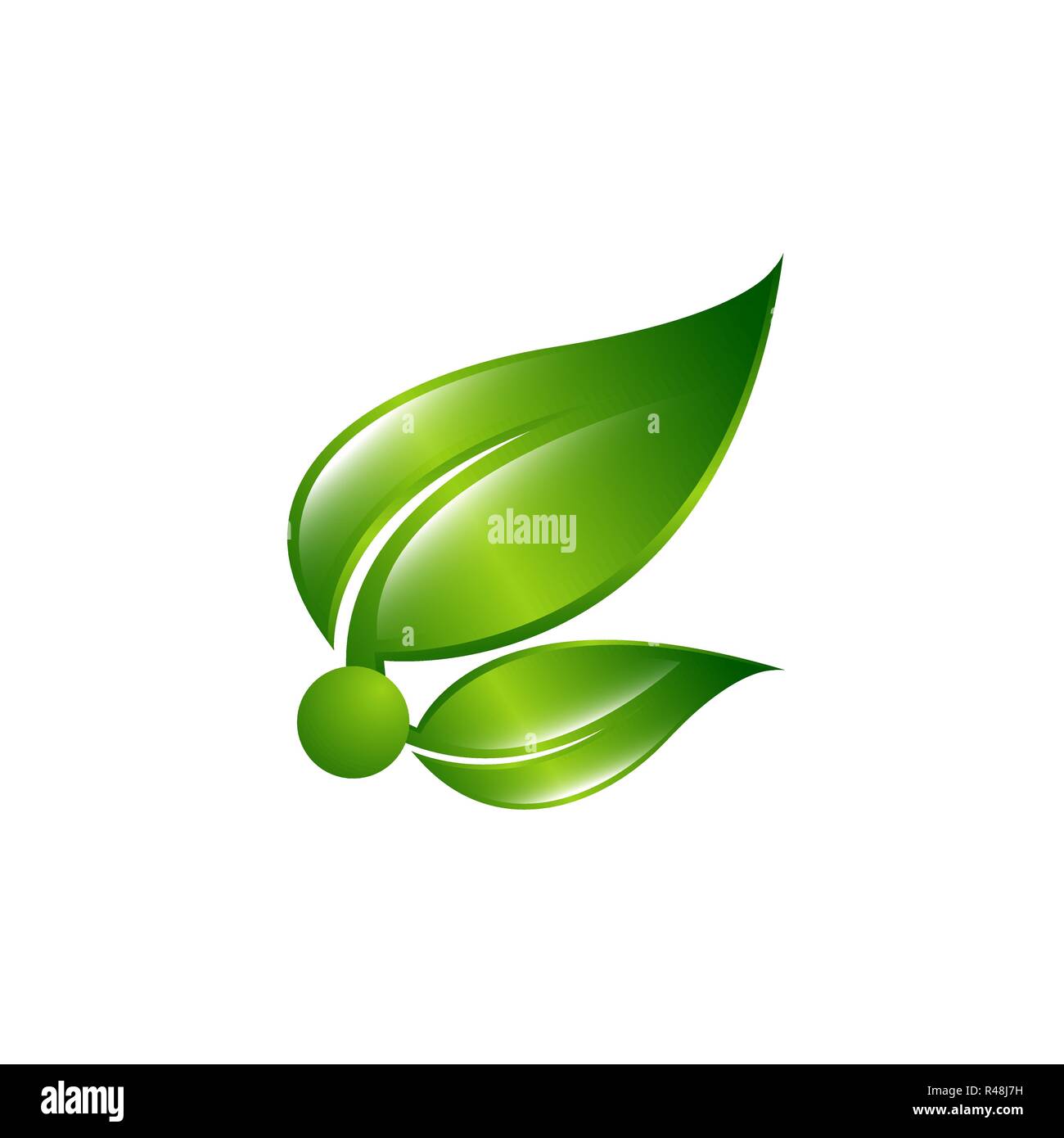 Logotipo de hoja verde esfera abstracta, conjunto de hojas verdes. Elemento de diseño Ilustración del Vector
