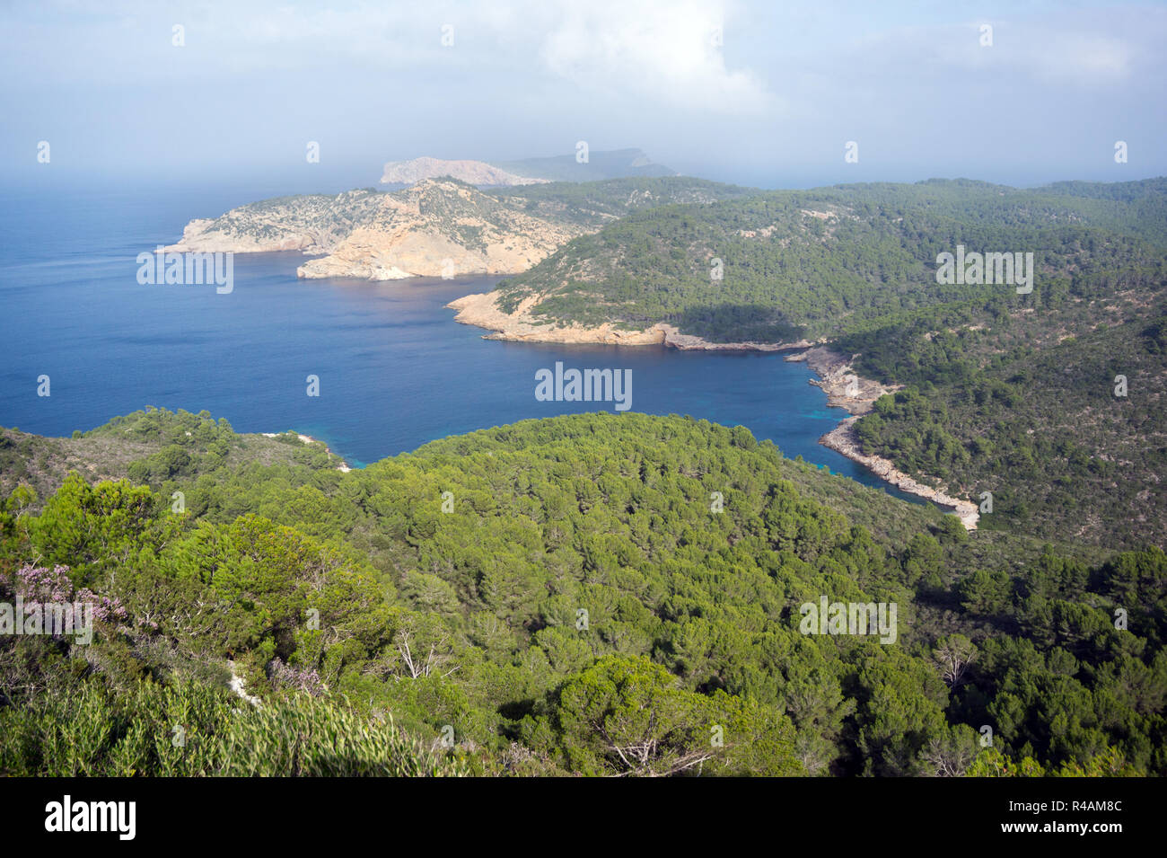Vista panorámica del Parque Nacional de Cabrera, Islas Baleares España. Foto de stock