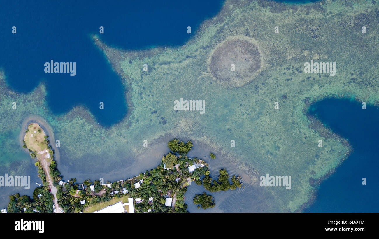 Laguna, la Isla Yap, Océano Pacífico, Estados Federados de Micronesia, en Oceanía, en Colonia, drone foto Foto de stock