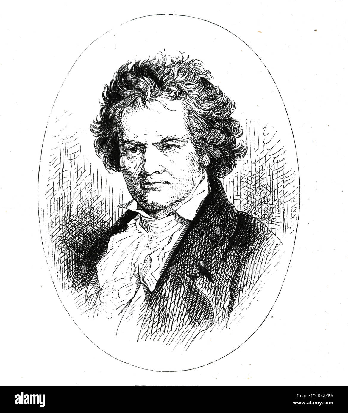 Ludwing van BEETHOVEN (1770-1827). Pianista y compositor alemán. Grabado de Germania, 1882. Foto de stock
