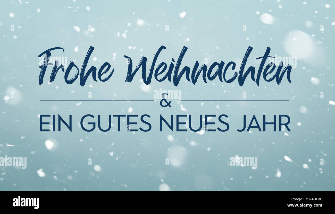 Frohe Weihnachten und ein gutes Neues Jahr - Feliz Navidad y un feliz año nuevo en alemán Foto de stock
