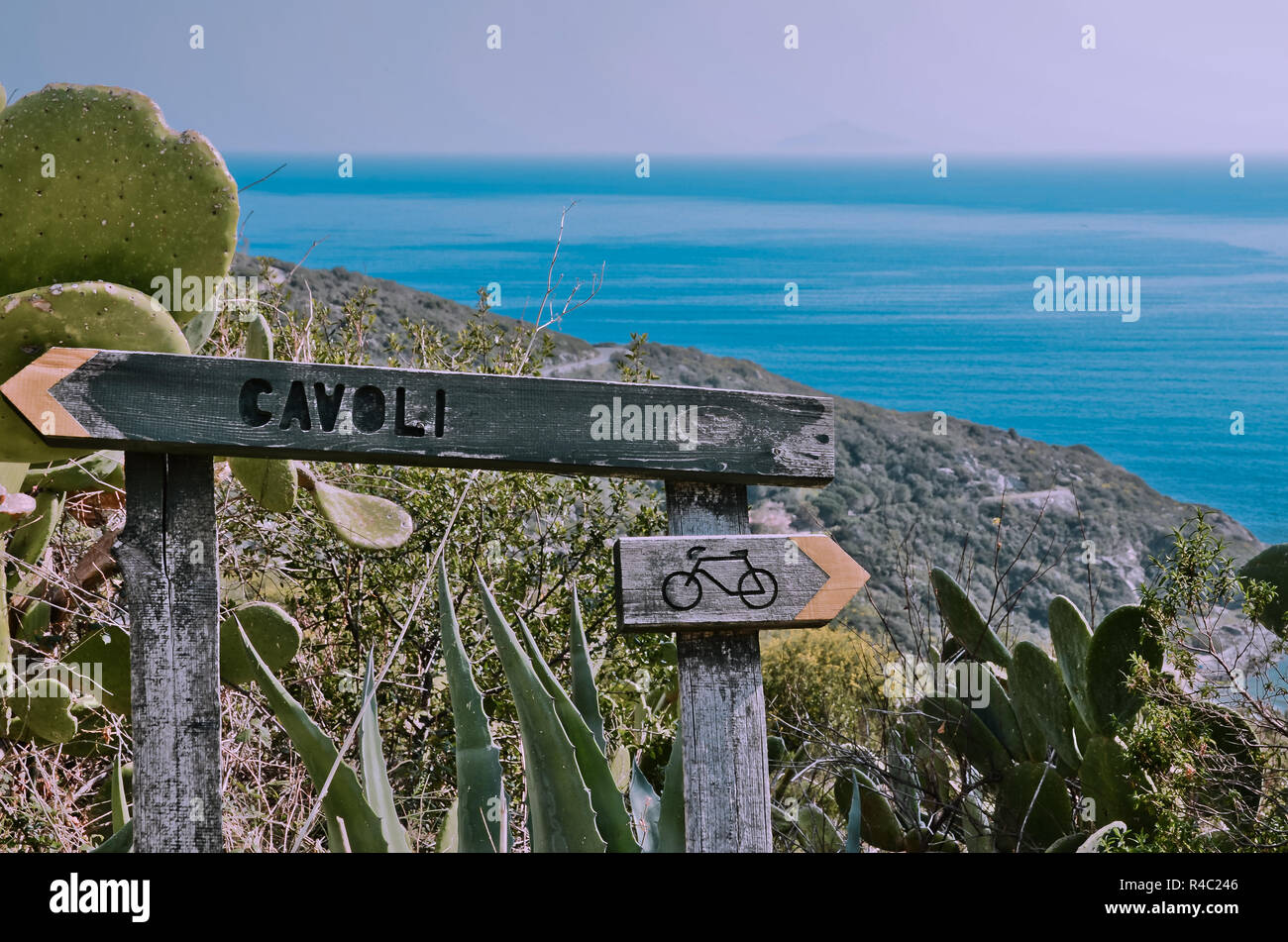 Seascape alrededor Cavoli, caminando por uno de los senderos más bonitos de la isla de Elba Foto de stock