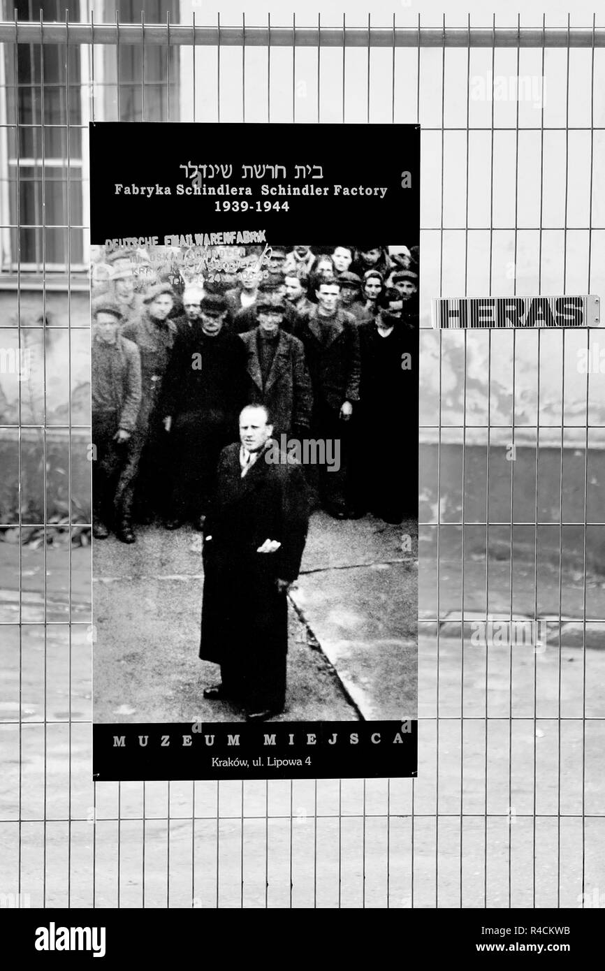 Exposición de la fábrica de carteles de Oskar Schindler Foto de stock