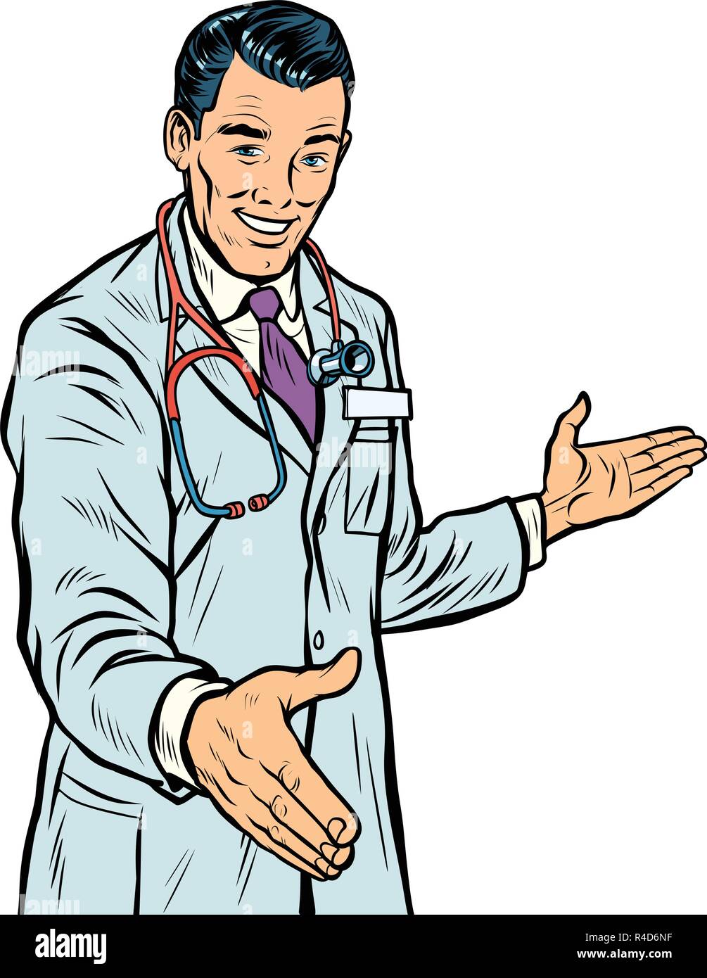 Doctor handshake, medicina y salud Ilustración del Vector