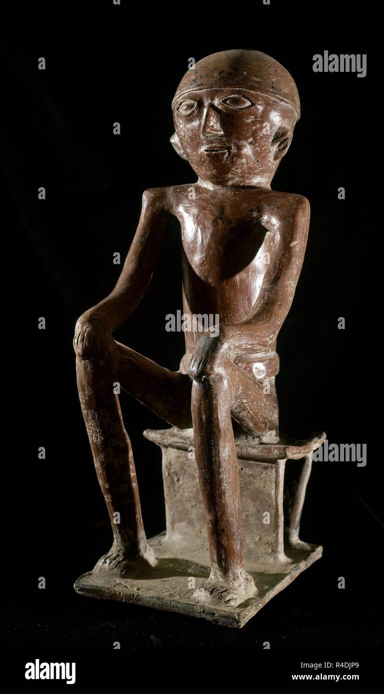 ESTATUILLA ANTROPOMORFA EN TERRACOTA 500 a 1400 DC. Ubicación: Colección privada. QUITO. ECUADOR. Foto de stock