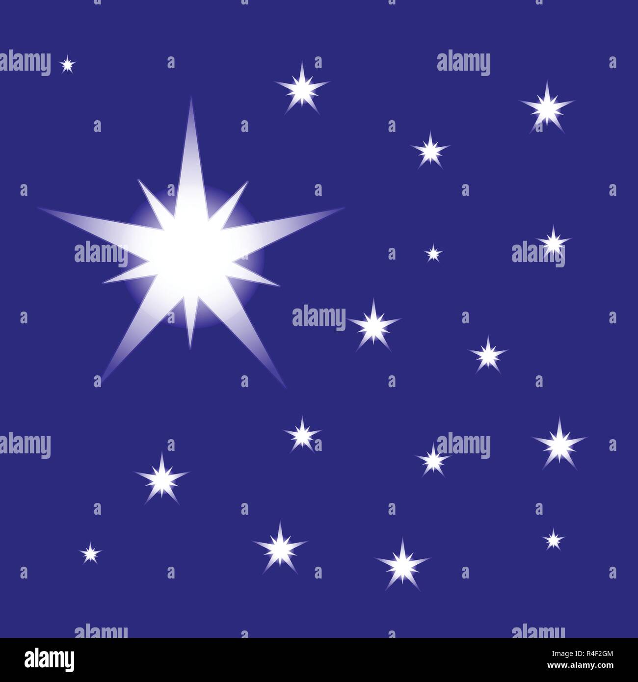 Noche estrellada, vector aislado sobre fondo azul. Estrella de Navidad para  el diseño, la tarjeta invitación, imprimir Imagen Vector de stock - Alamy