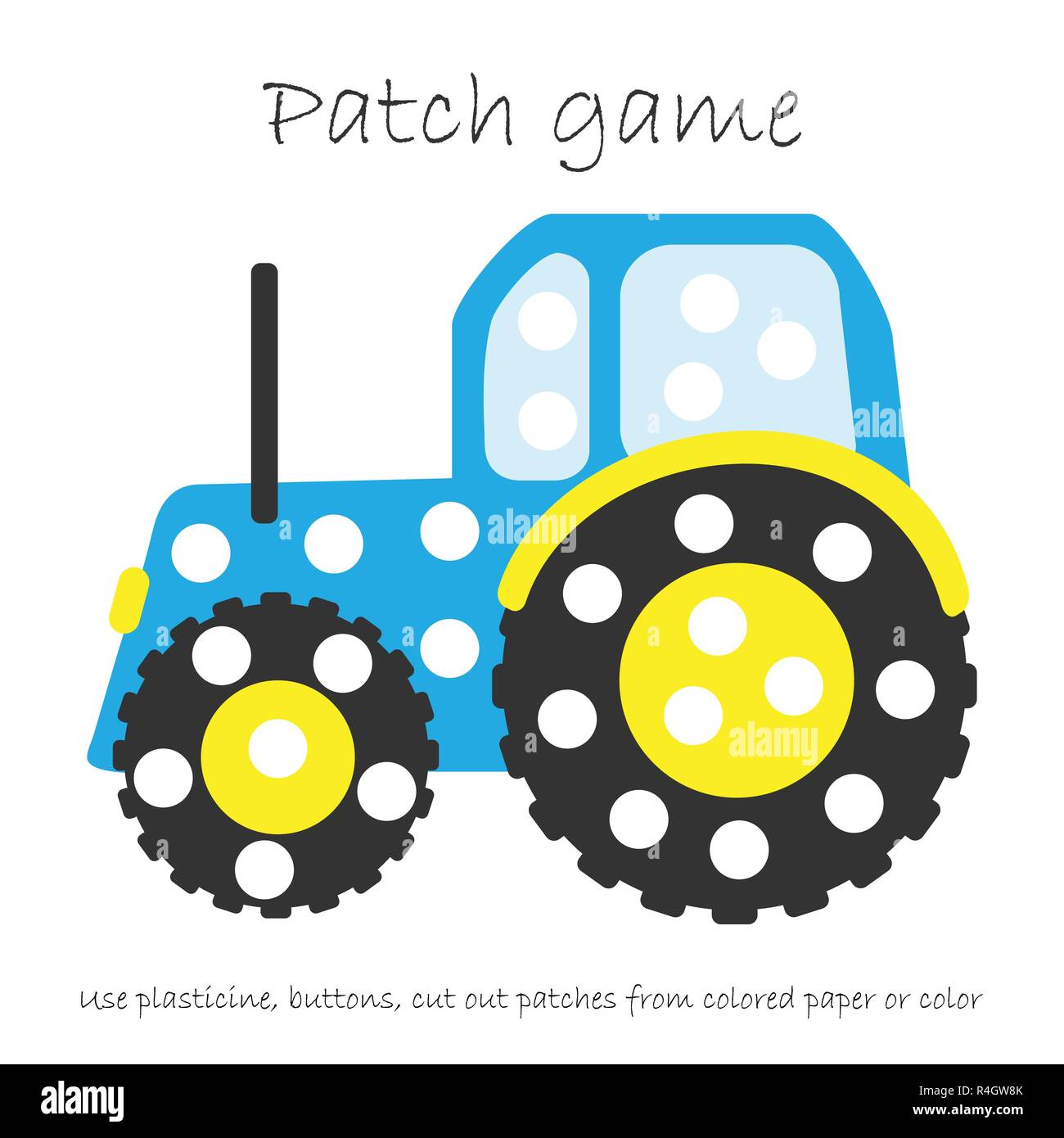 La educación parche juego tractor para los niños a desarrollar habilidades  motoras, Usar plastilina parches, botones, papel de color o el color de la  página, los niños en edad preescolar ac Imagen