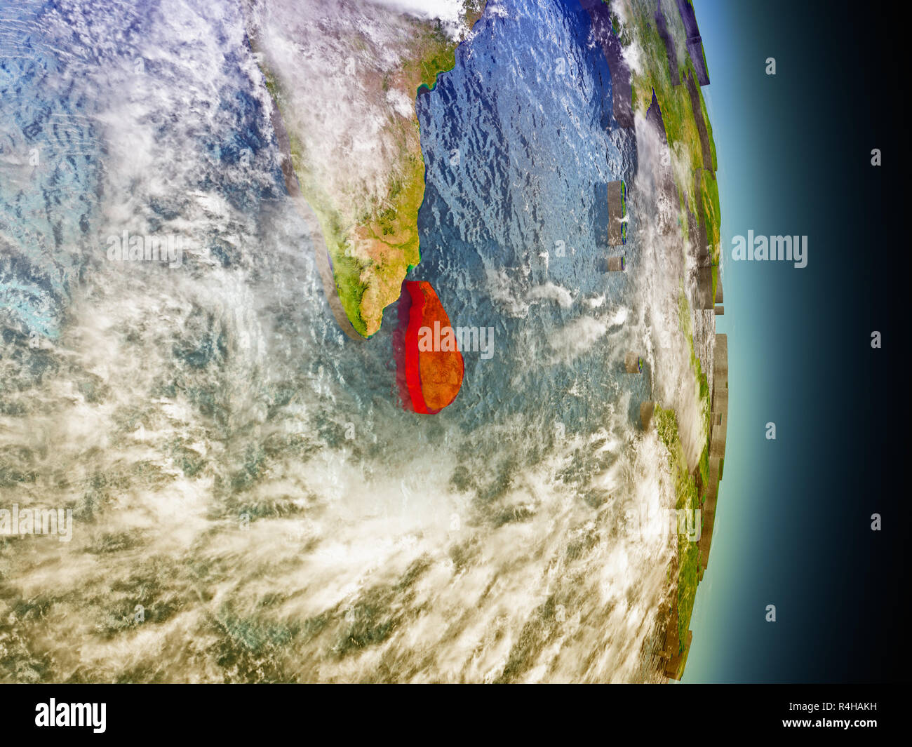 Sri Lanka en rojo desde el espacio Foto de stock