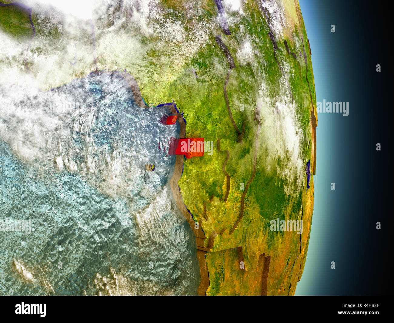 Guinea Ecuatorial en red desde el espacio Foto de stock