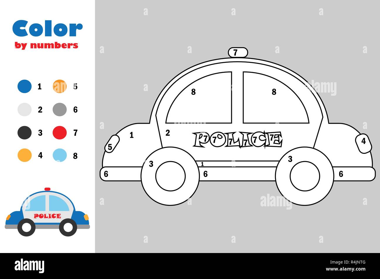 images Estacion De Policia Animado Para Colorear https www alamy es coche de policia en estilo de dibujos animados color por numero papel del juego educativo para el desarrollo de los ninos la pagina para colorear los ninos en edad preescolar imprimibles de actividad image226605696 html