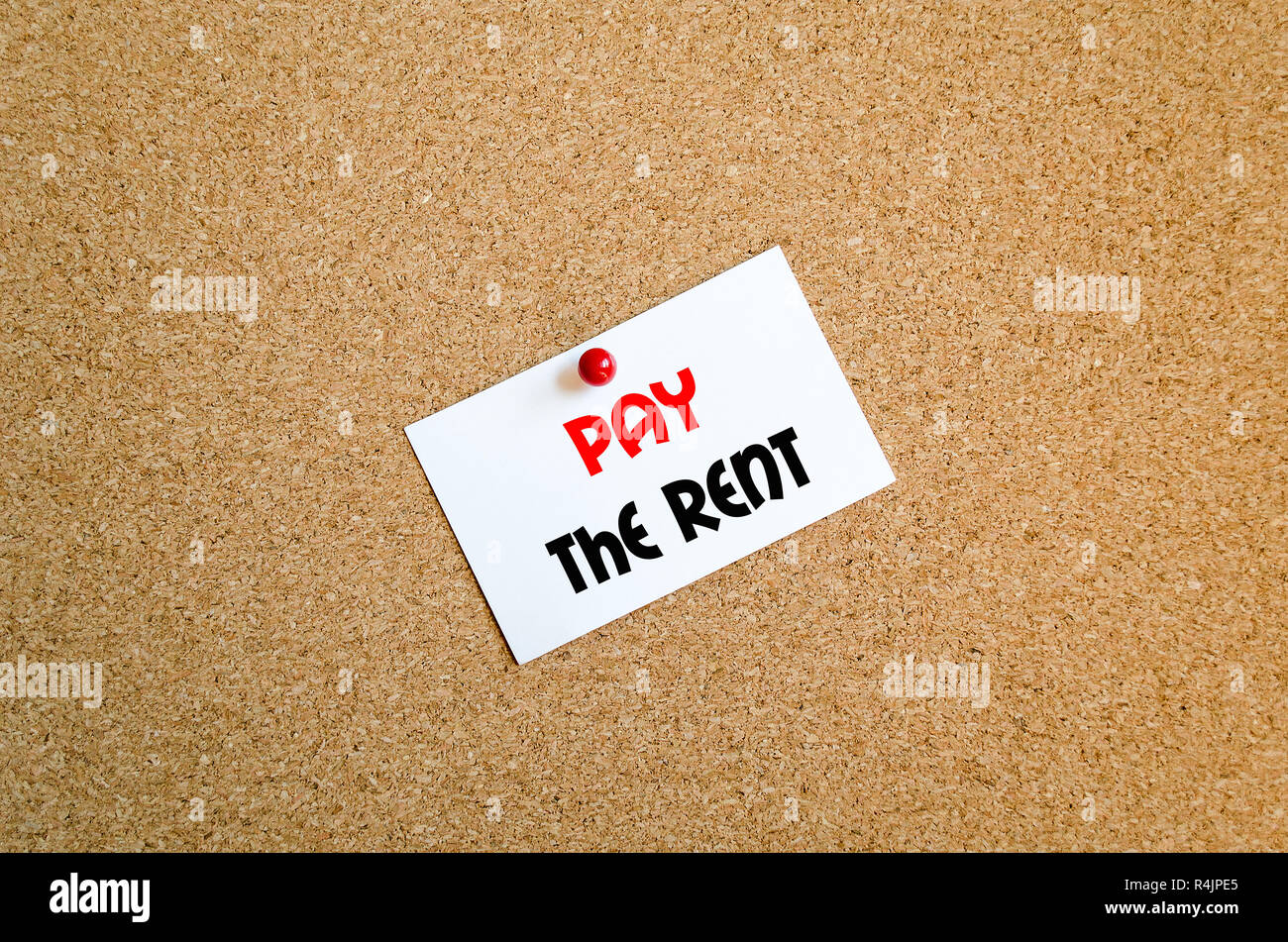 Pagar la renta concepto de texto Foto de stock