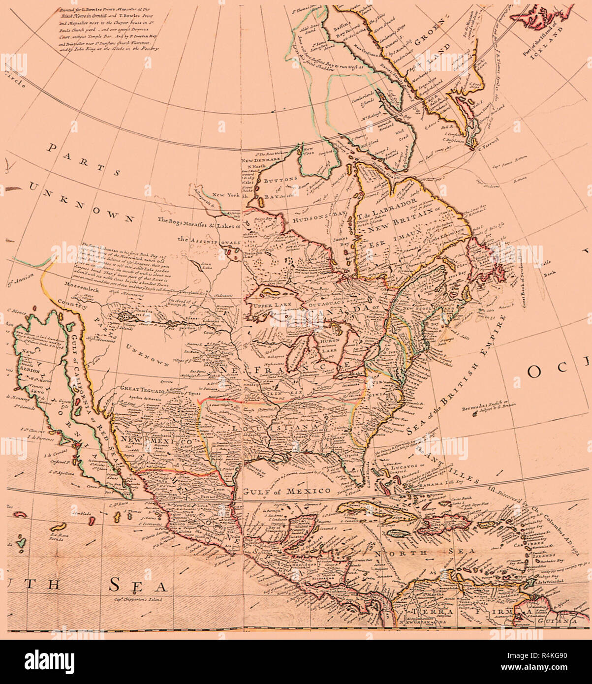 América del Norte y América Central, 1710; Moll, H. Foto de stock