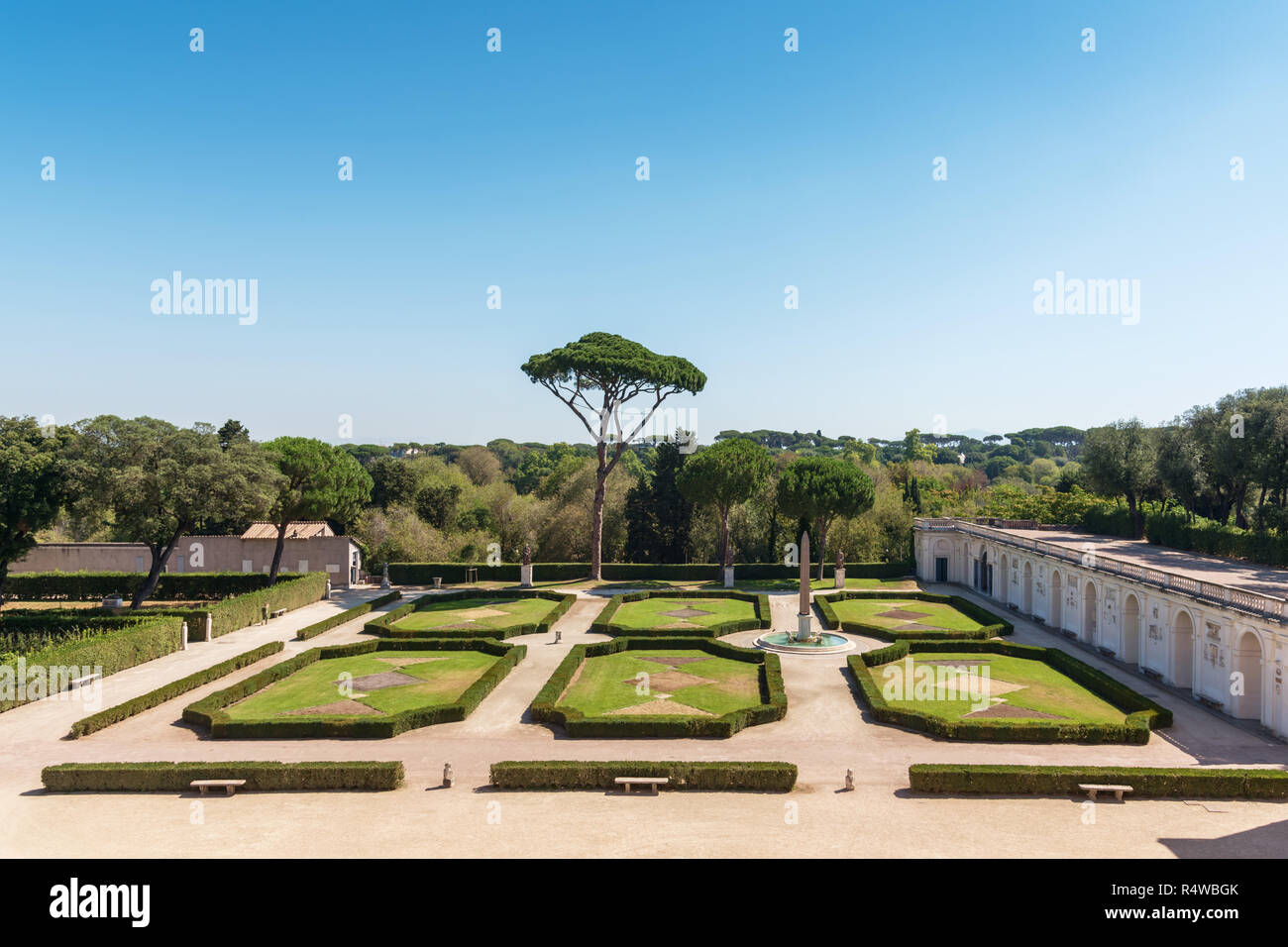 Jardines de Villa Medici, Roma, Italia Foto de stock