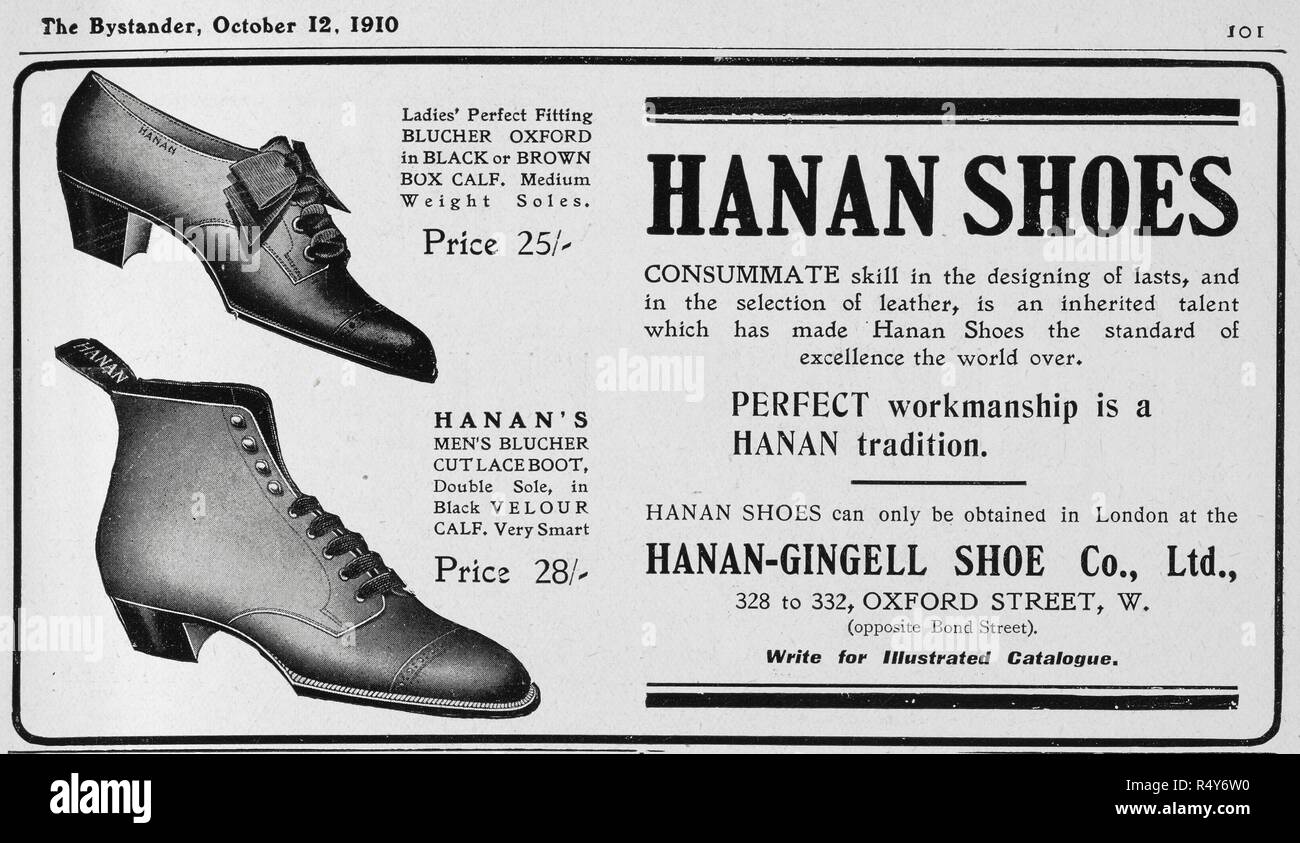 Un advertisent para zapatos Hanan-Gingell Shoe Co. Ltd. de Oxford Street. .  El Espectador. Londres, 12