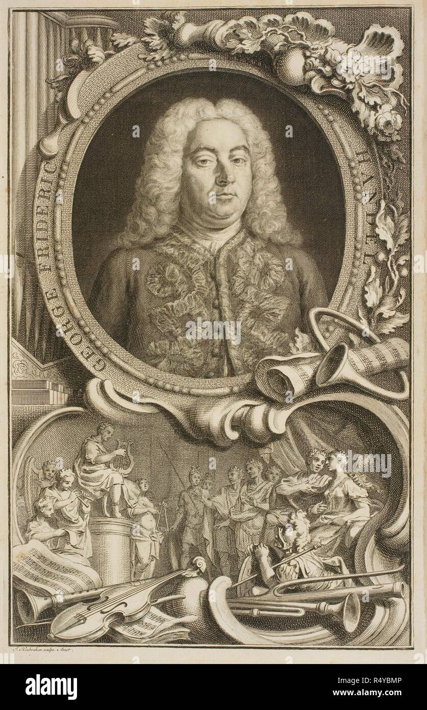 George Frederic Handel. Alexanderâ€™s fiesta o el poder de Musick... Londres : impresas por William Randall, [1769]. George Frideric Handel, 1685-1759. Fuente: Rm.7.f.5 frontispicio. Idioma: Inglés. Foto de stock