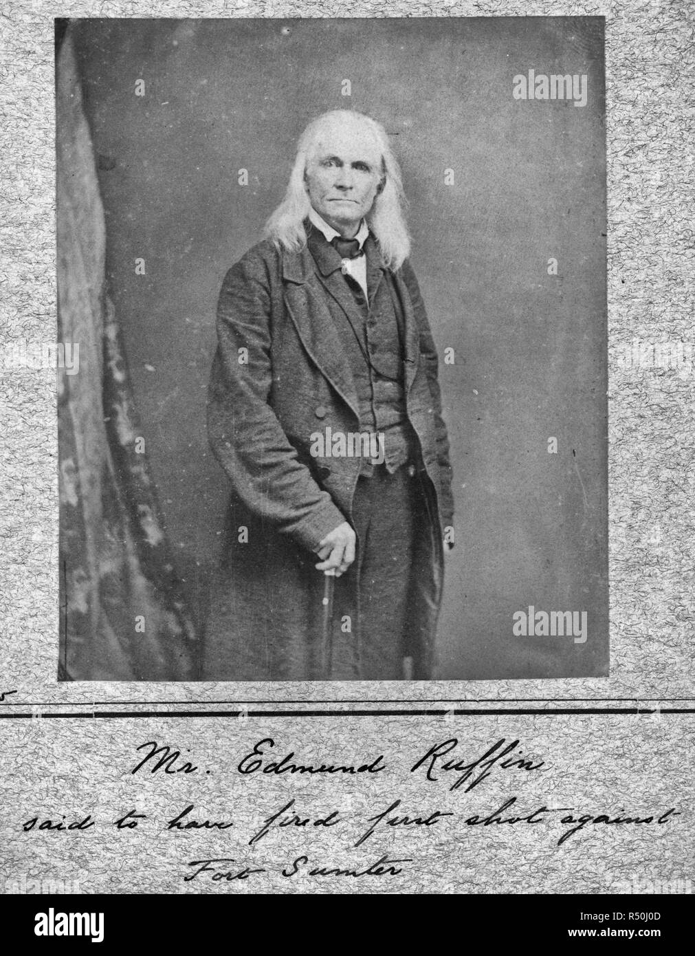 Edmund Ruffin. Lanzaron el primer disparo en la Guerra Civil. Se mató al cierre de la guerra, circa 1863 Foto de stock