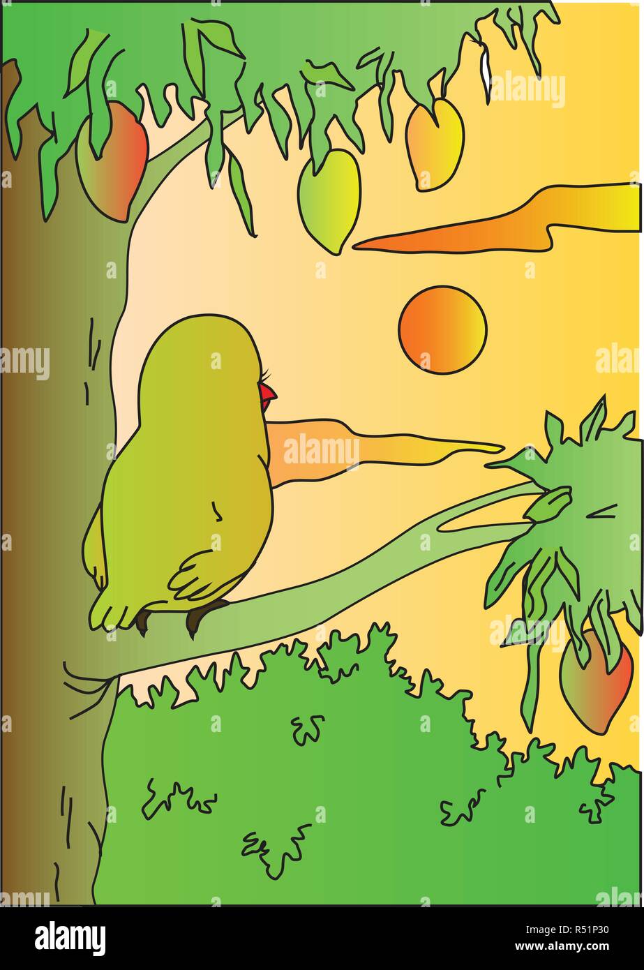 Observación de aves Sunset Ilustración del Vector