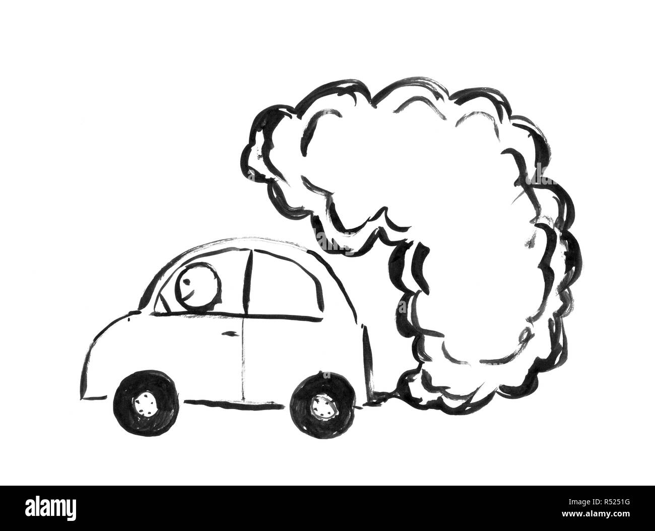 Dibujo a mano alzada, tinta negra de coche producir contaminación  atmosférica Fotografía de stock - Alamy