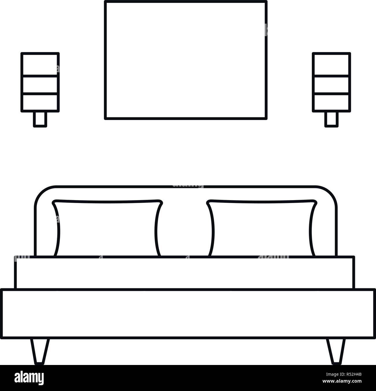Dormitorio cama icono. Ilustración de esquema de dormitorio cama icono  vectoriales para diseño web aislado sobre fondo blanco Imagen Vector de  stock - Alamy