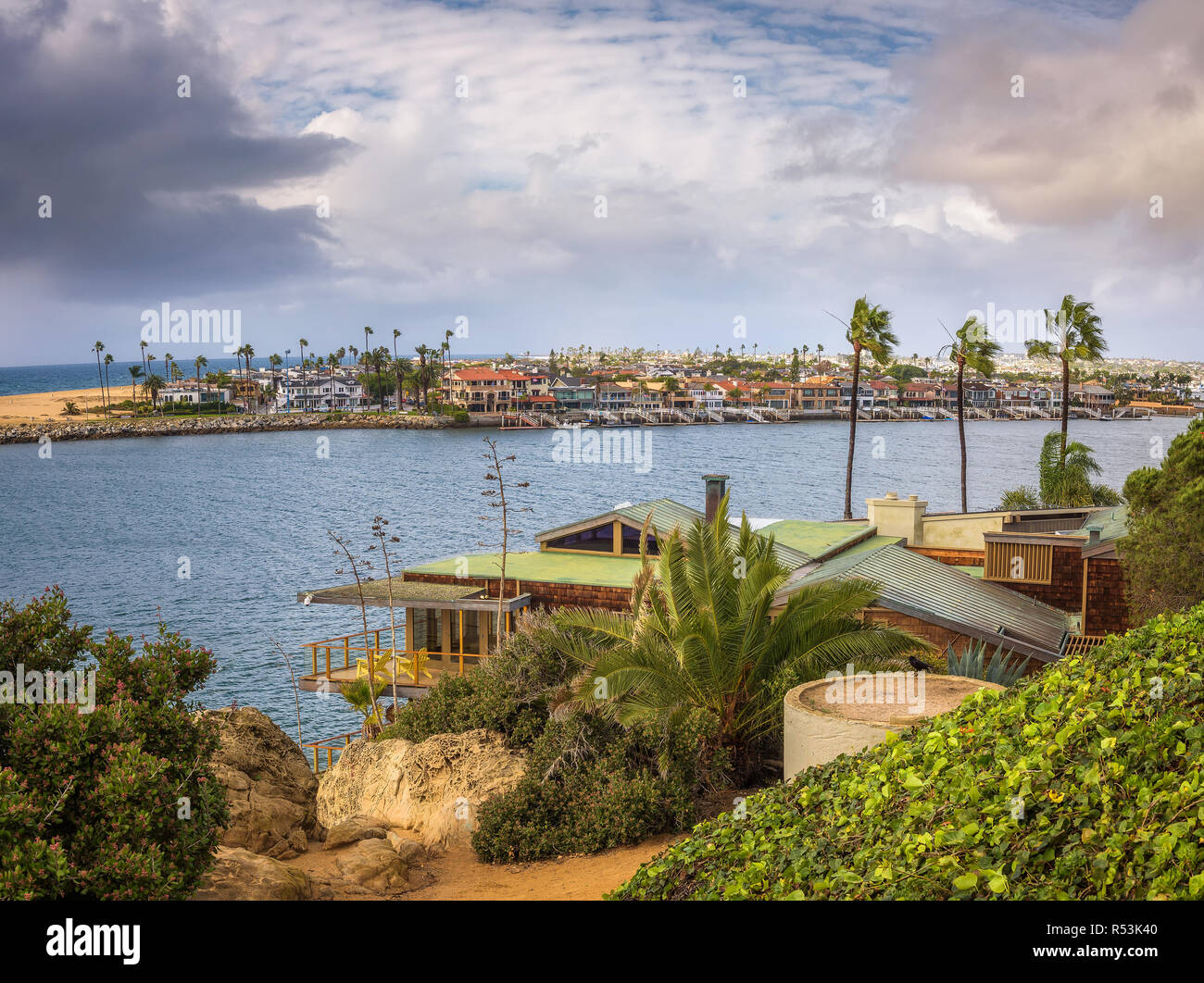 Península de Balboa, visto desde Newport Beach Foto de stock