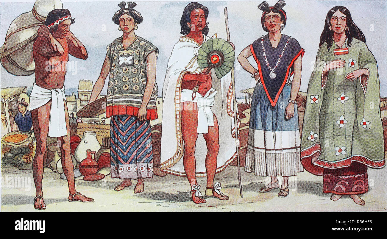 Ropa moda en América Central, en el México antiguo . siglo,  ilustración, América Fotografía de stock - Alamy