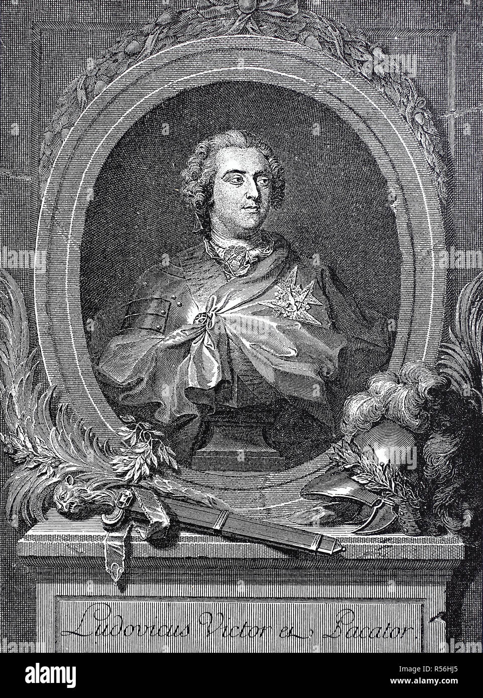 Louis XV, el 15 de febrero de 1710, 10 de mayo de 1774, el rey de Francia, xilografía, Francia Foto de stock