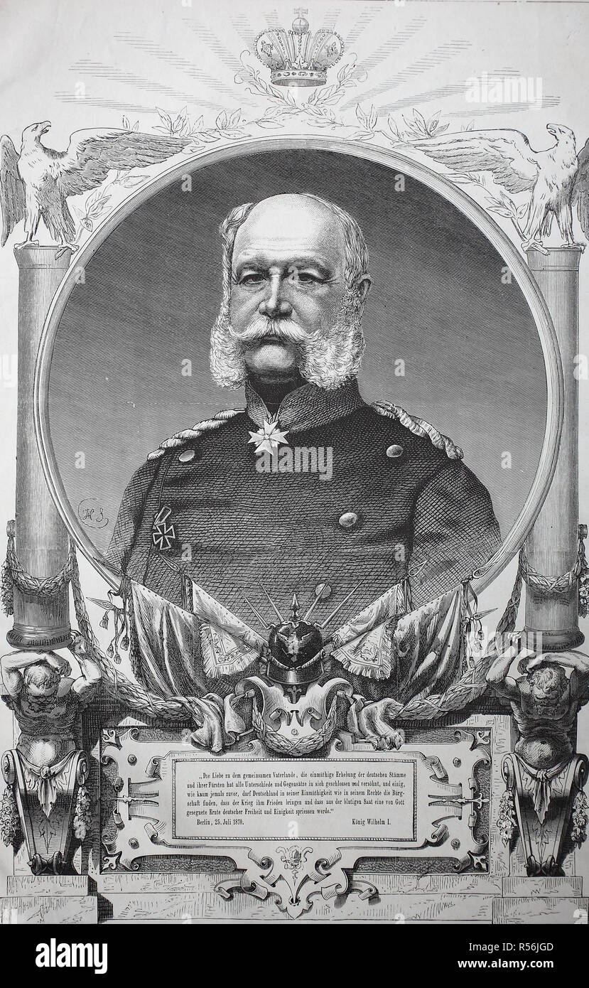 El rey Guillermo I, Friedrich Wilhelm Karl, nacido el 27 de septiembre de 1781, la muerte de 25 de junio de 1864, el Rey de Wuerttemberg, xilografía, Alemania Foto de stock