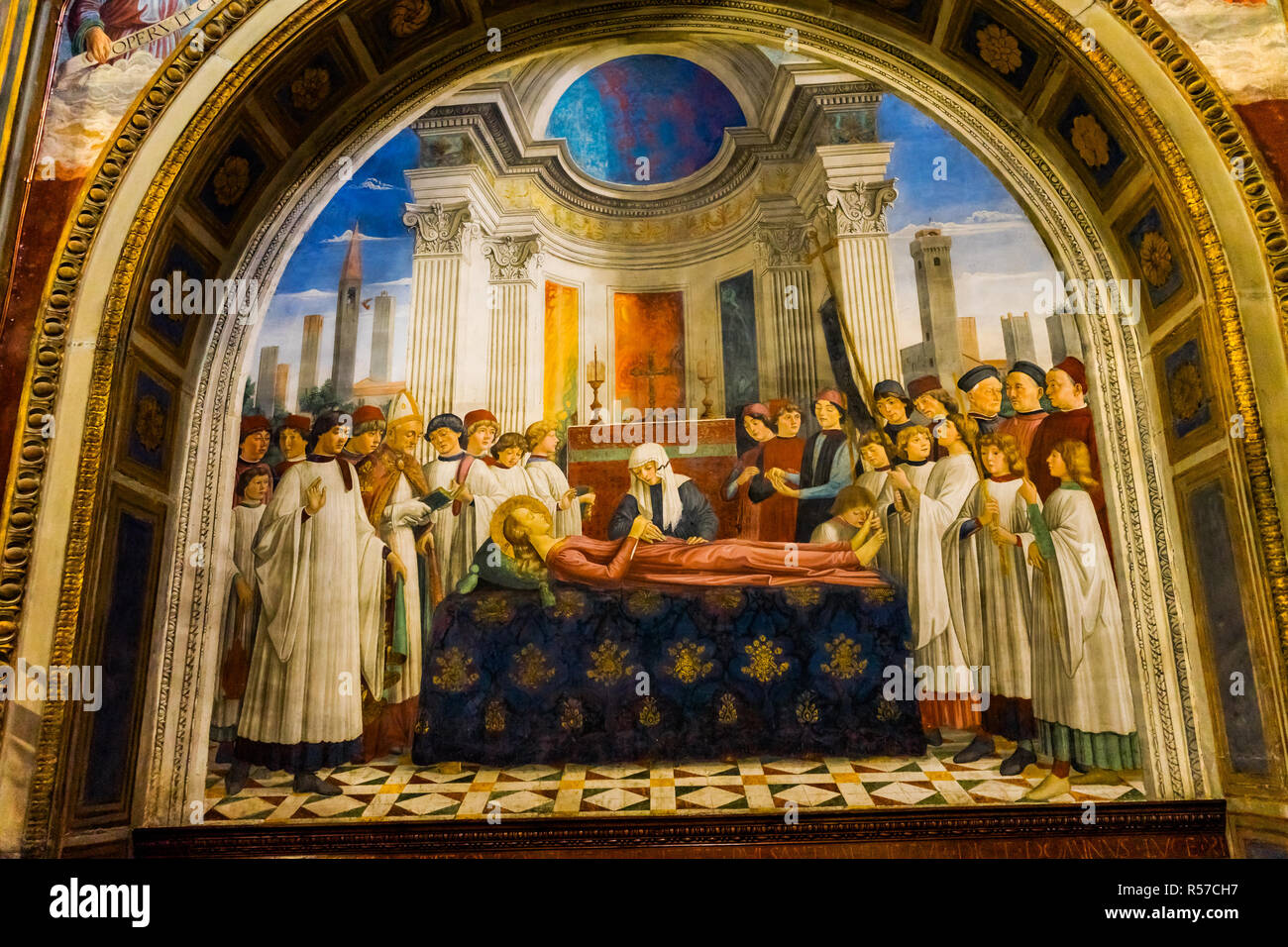 Funeral de Santa Fina fresco renacentista Medieval Colegiata de Santa
