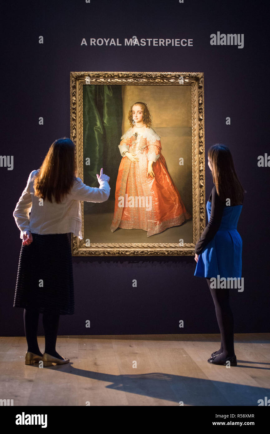 El retrato de Sir Anthony van Dyck de la princesa María, hija del rey Carlos I de Inglaterra, valorado en £5 millones a £8 millones, en exhibición en la sala de Christie en el centro de Londres, antes de las próximas ventas de la semana clásica de la casa de subastas. Foto de stock