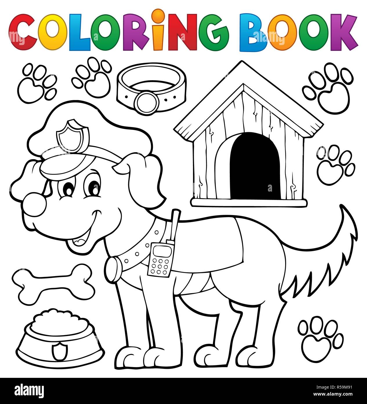 Libro para colorear con perro policía Fotografía de stock - Alamy