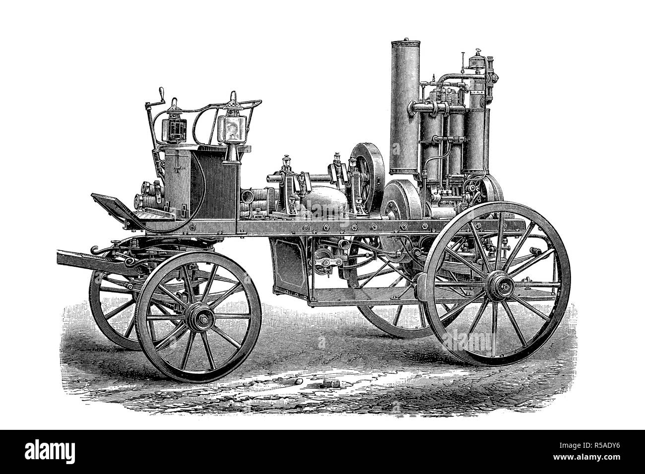 Bomba contra incendios históricos con motor de gasolina desde el siglo XIX, Alemania Foto de stock