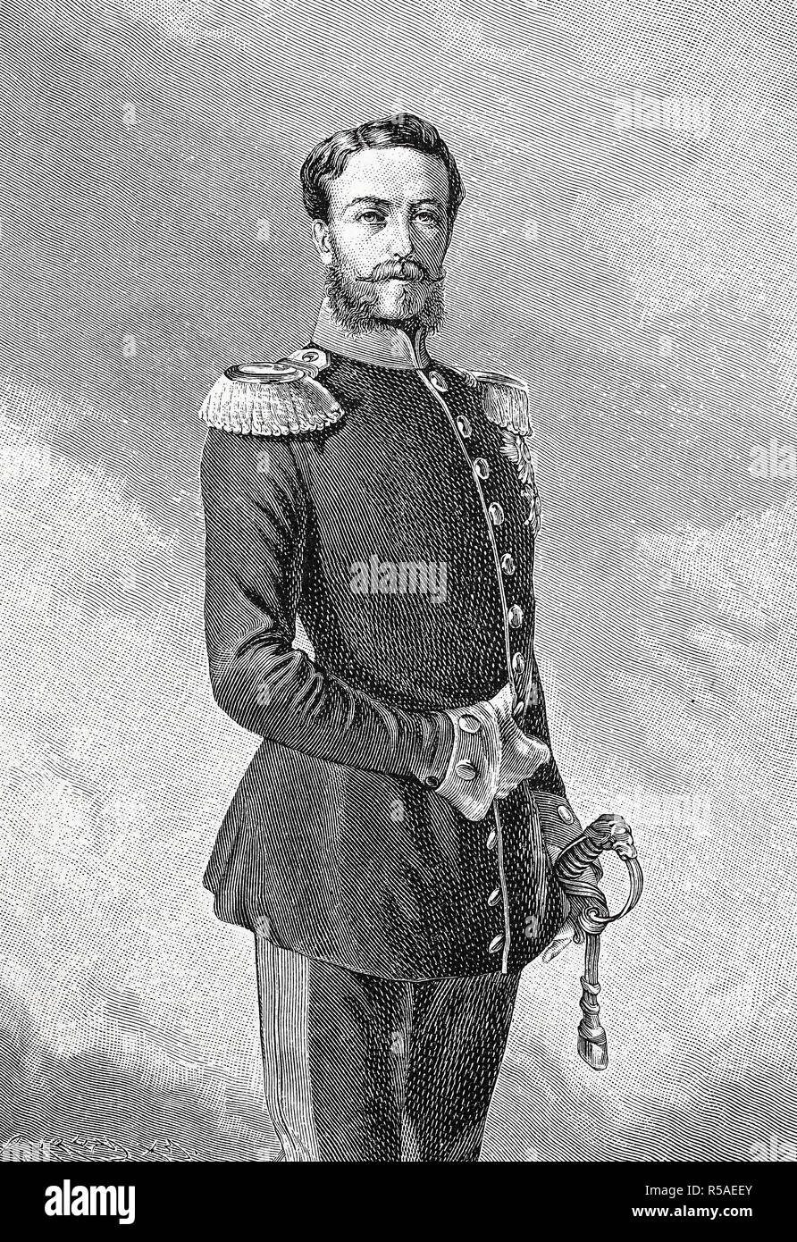 Federico I de Baden a la edad de 31, 9 de septiembre de 1826, 28 de septiembre de 1907, xilografía, Alemania Foto de stock