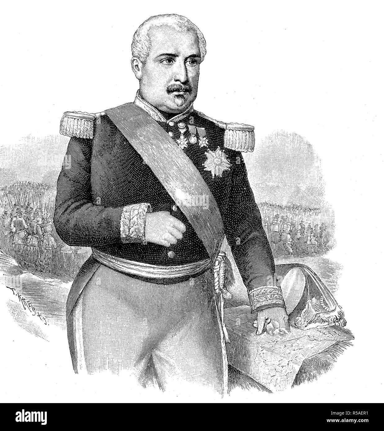 Aimable-Jean-Jacques Pelissier, desde 1856 Duque de Malakoff, 6 de noviembre de 1794, 22 de mayo de 1864, xilografía, Francia Foto de stock