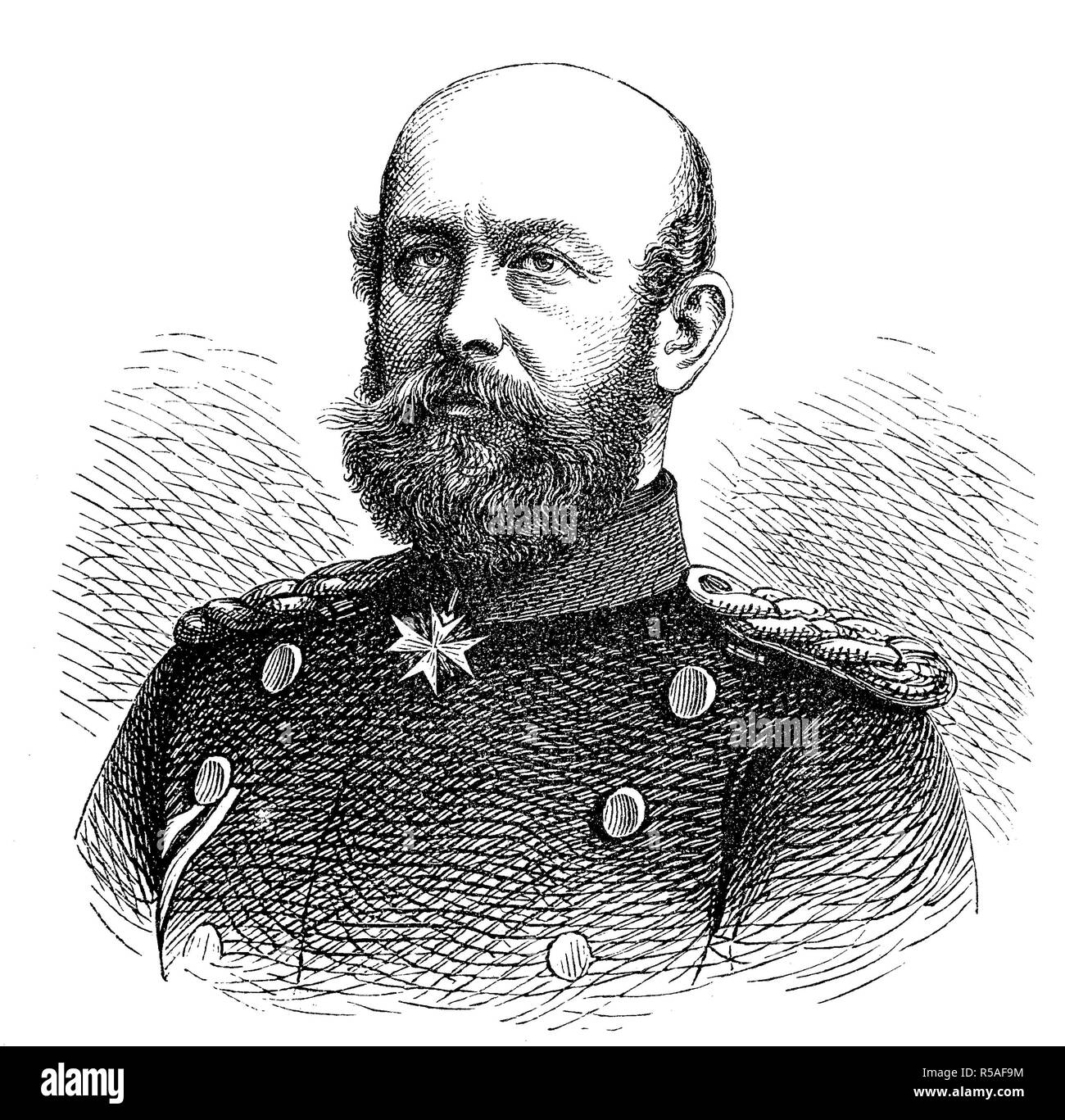 Franz Friedrich III, el 19 de marzo de 1851, 10 de abril de 1897, penúltimo Gran Duque de Mecklenburg-Schwerin, xilografía, Alemania Foto de stock