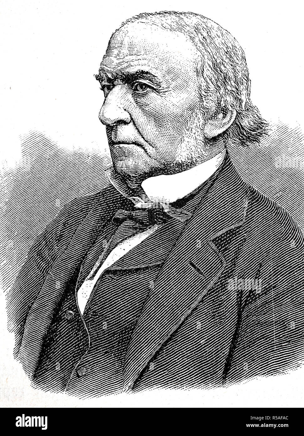 William Ewart Gladstone, el 29 de diciembre de 1809, 19 de mayo de 1898, el Primer Ministro del Reino Unido, xilografía, Inglaterra Foto de stock