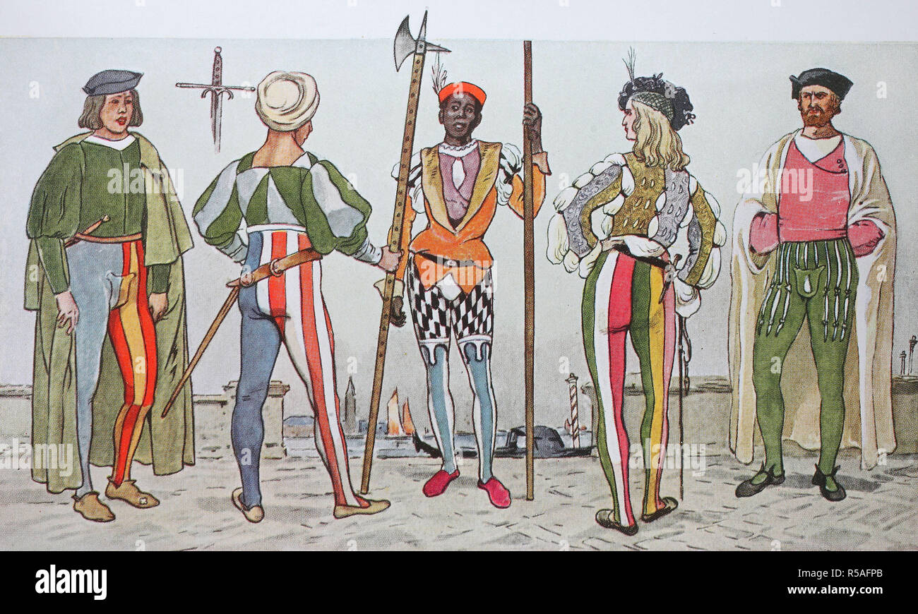 La ropa, la moda en Italia en el momento del Alto Renacimiento, la  ilustración, alrededor de 1500 Italia Fotografía de stock - Alamy