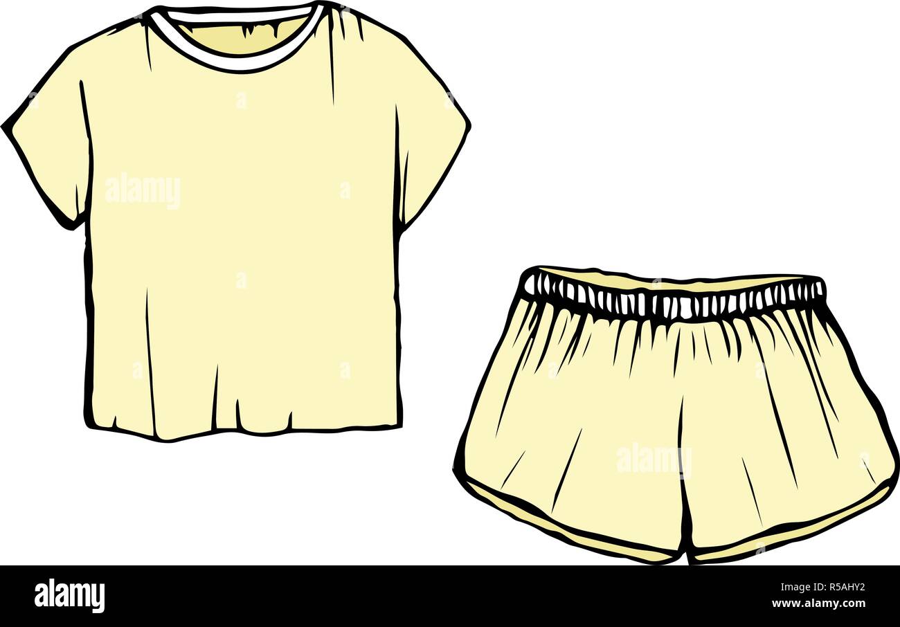 Las Mujeres De Moda Dormir Dibujo Pijama Pantalones Cortos