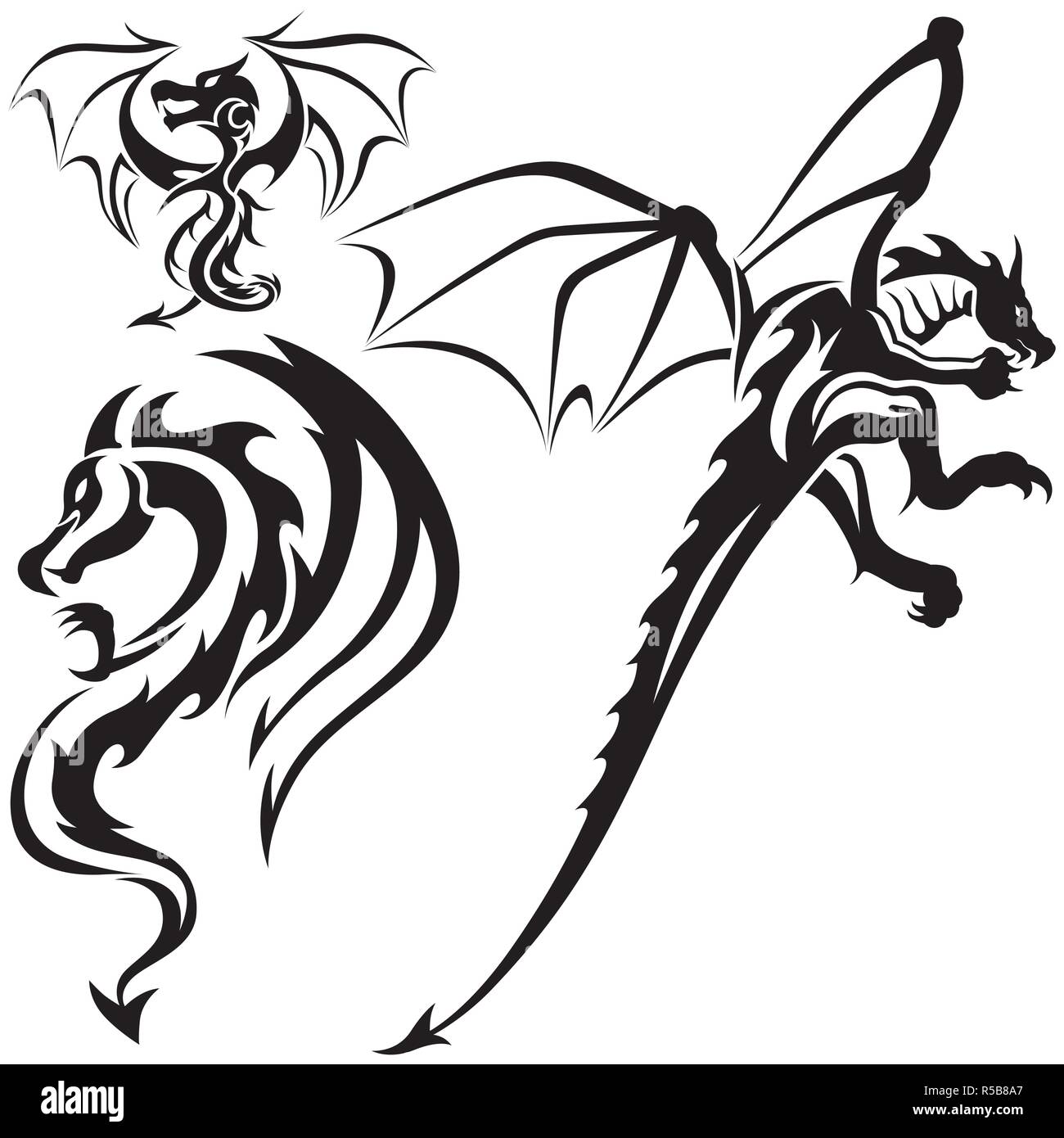 dragon yin yang - Google Search  Ilustraciones de tatuajes, Tatuajes  blancos, Illustration