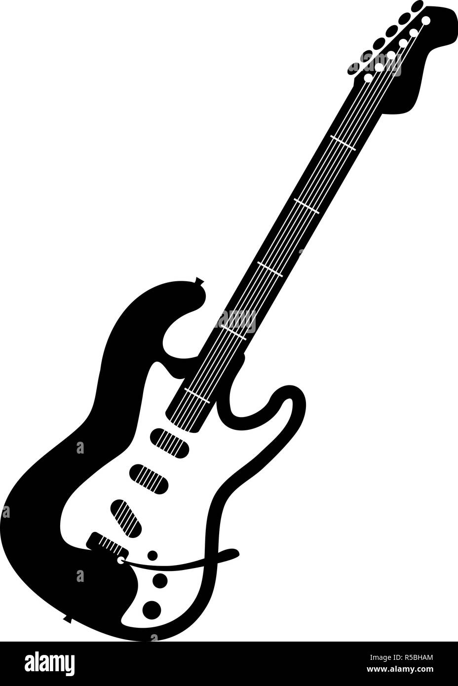 Guitarra eléctrica ilustración vectorial en blanco y negro Imagen Vector de  stock - Alamy